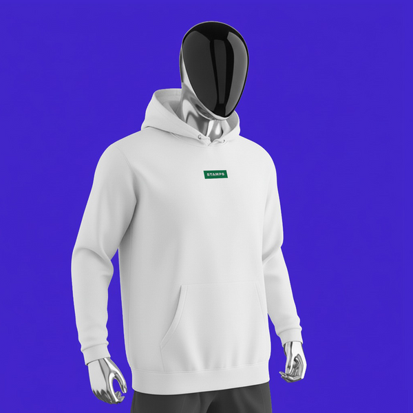 Unisex Pullover Hoodie - WHITE - STAMPS (green)