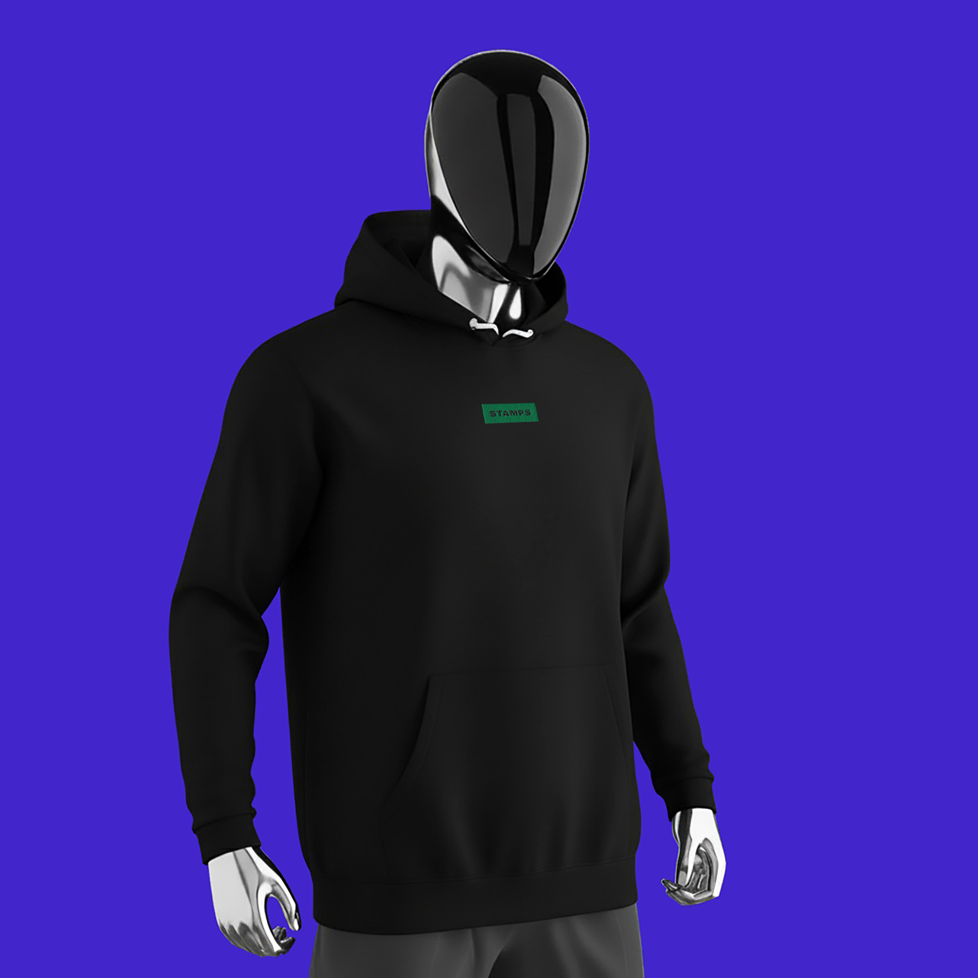 Unisex Pullover Hoodie - BLACK - STAMPS (green)