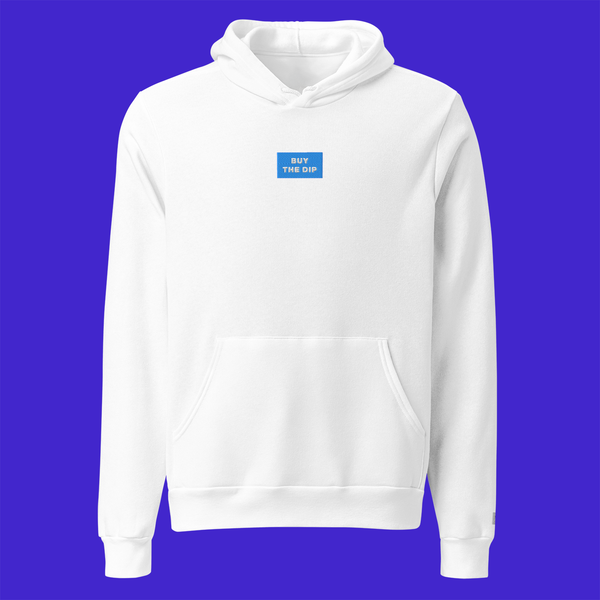 Unisex Pullover Hoodie - WHITE - BUY THE DIP (blue)