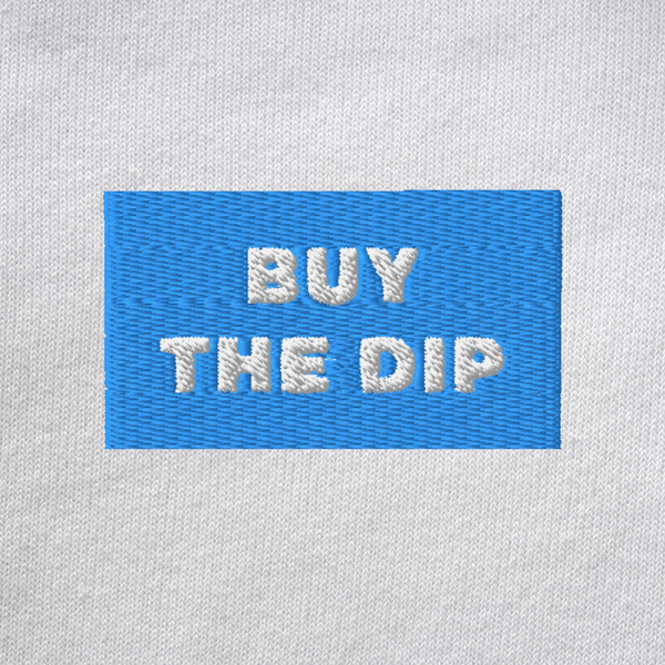 Unisex Pullover Hoodie - WHITE - BUY THE DIP (blue)