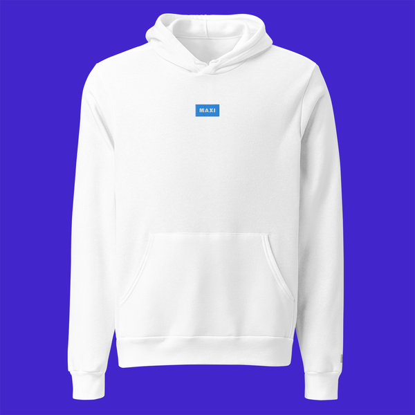 Unisex Pullover Hoodie - WHITE - MAXI (blue)