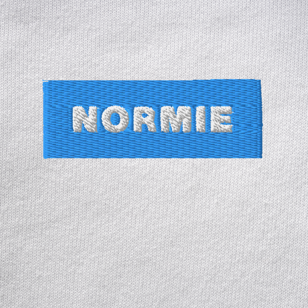 Unisex Pullover Hoodie - WHITE - NORMIE (blue)