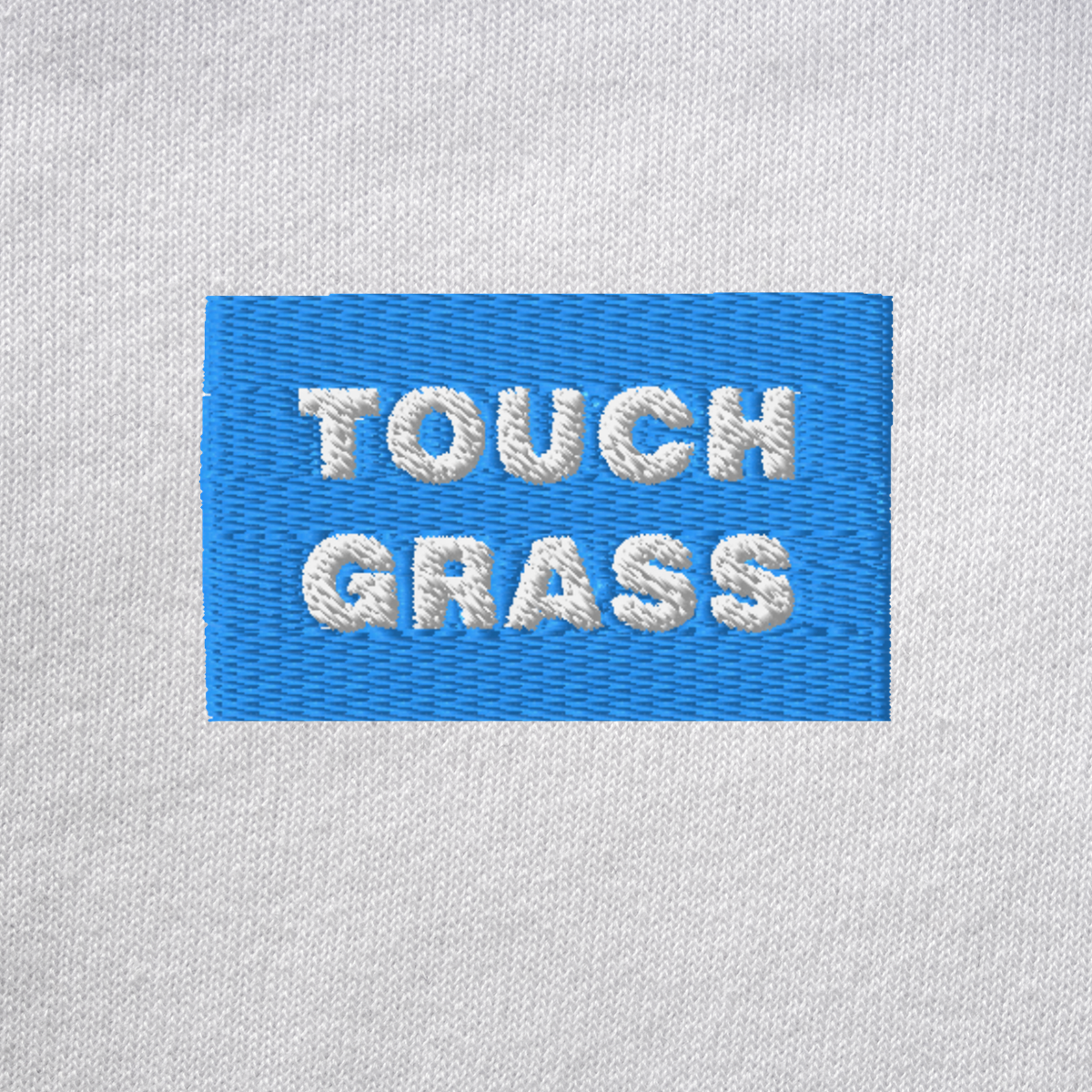 Unisex Pullover Hoodie - WHITE - TOUCH GRASS (blue)