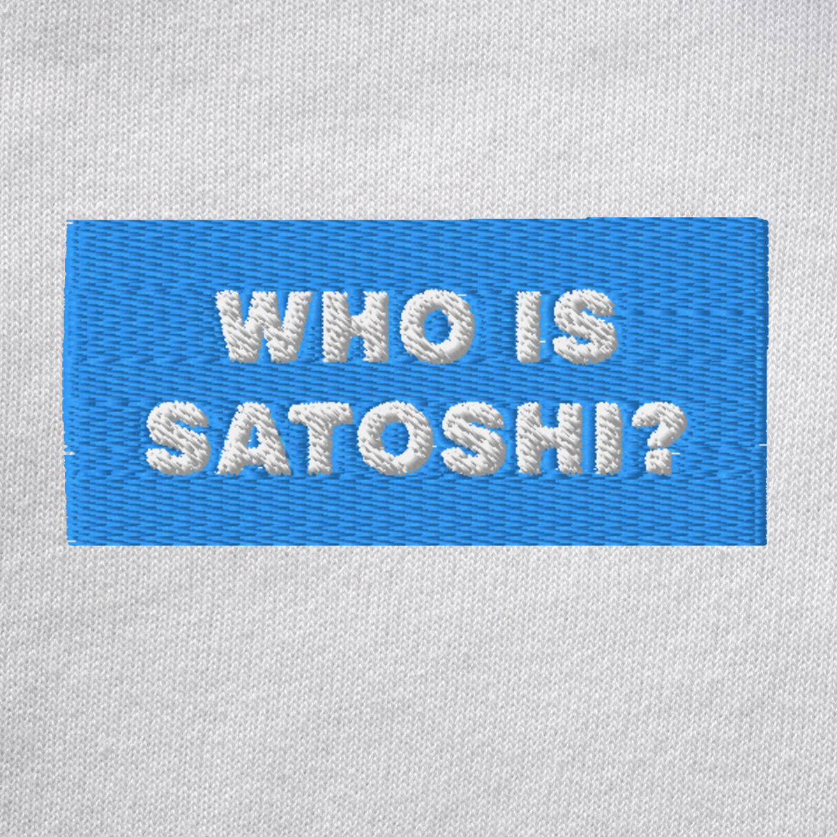Unisex Pullover Hoodie - WHITE - WHO IS SATOSHI (blue)