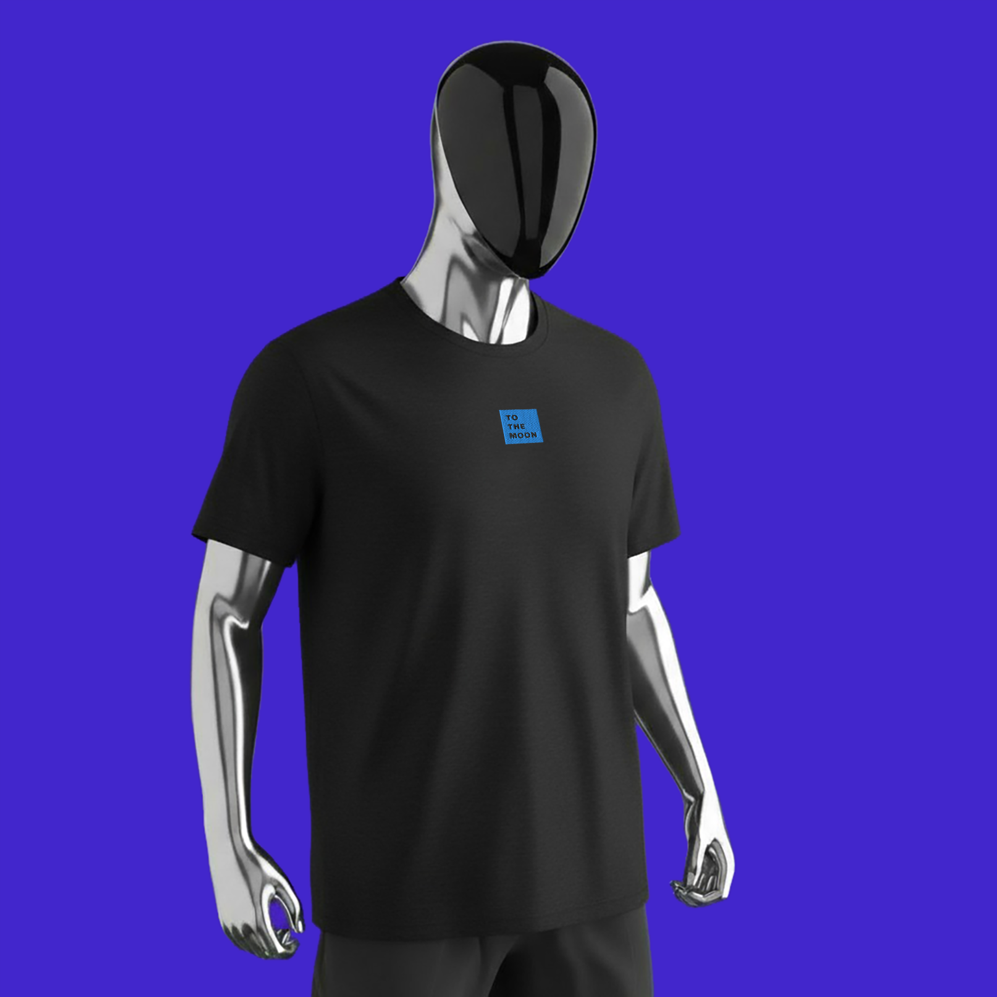 Unisex Tri-Blend T-Shirt - BLACK - TO THE MOON (blue)