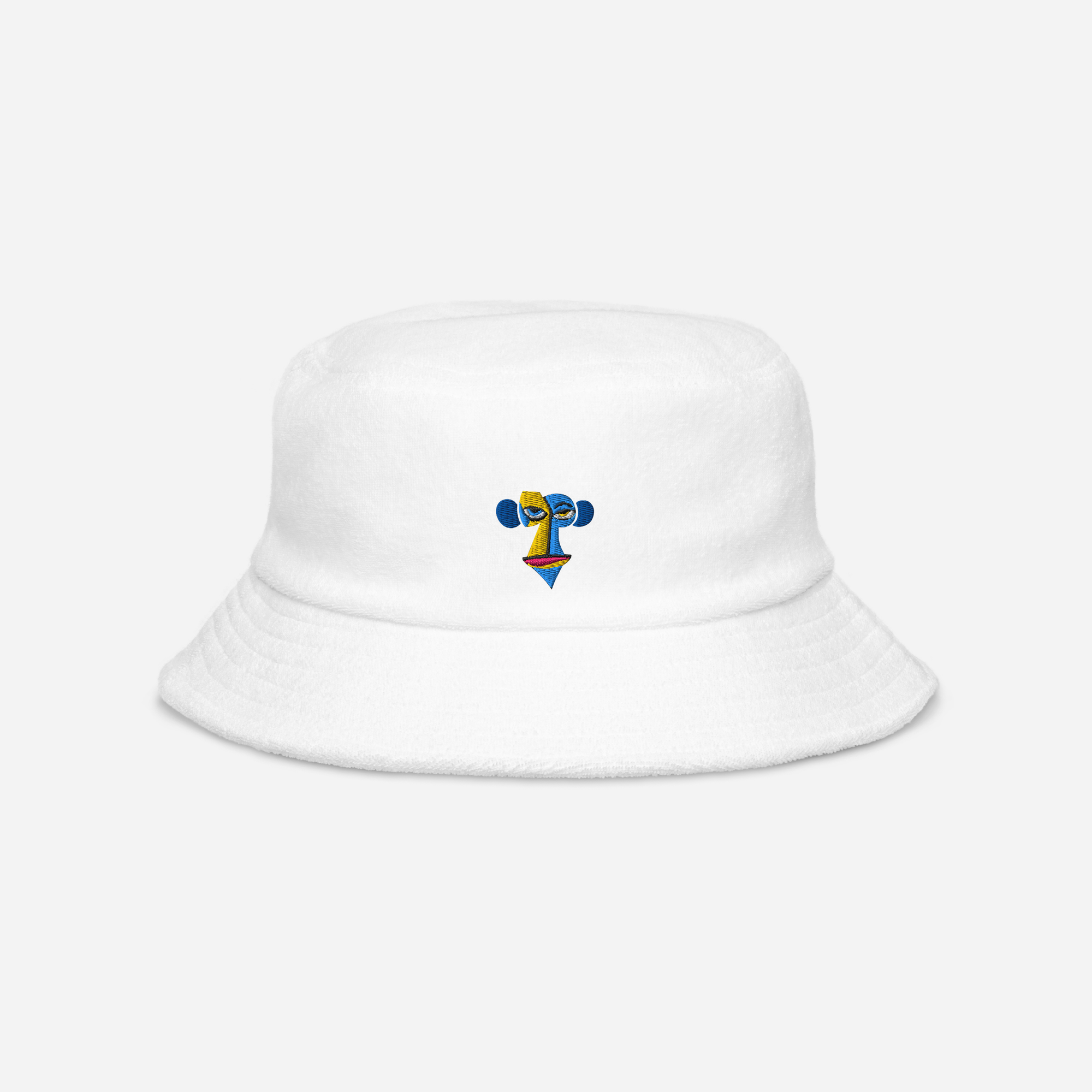 Unstructured Terry Cloth Bucket Hat - White - Apeing