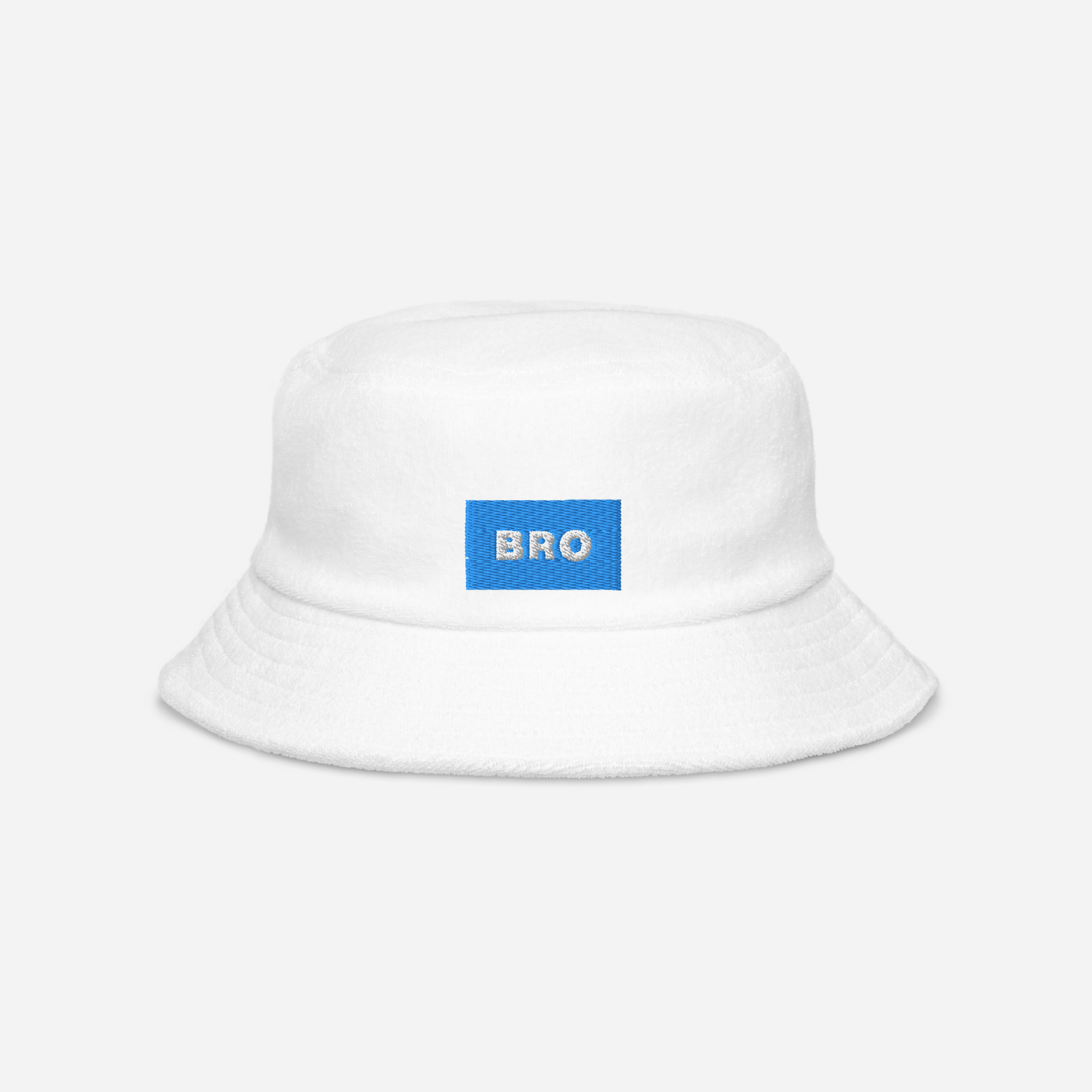 Unstructured Terry Cloth Bucket Hat - White - BRO (blue)