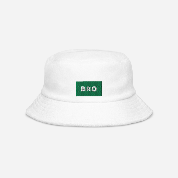 Unstructured Terry Cloth Bucket Hat - White - BRO (green)