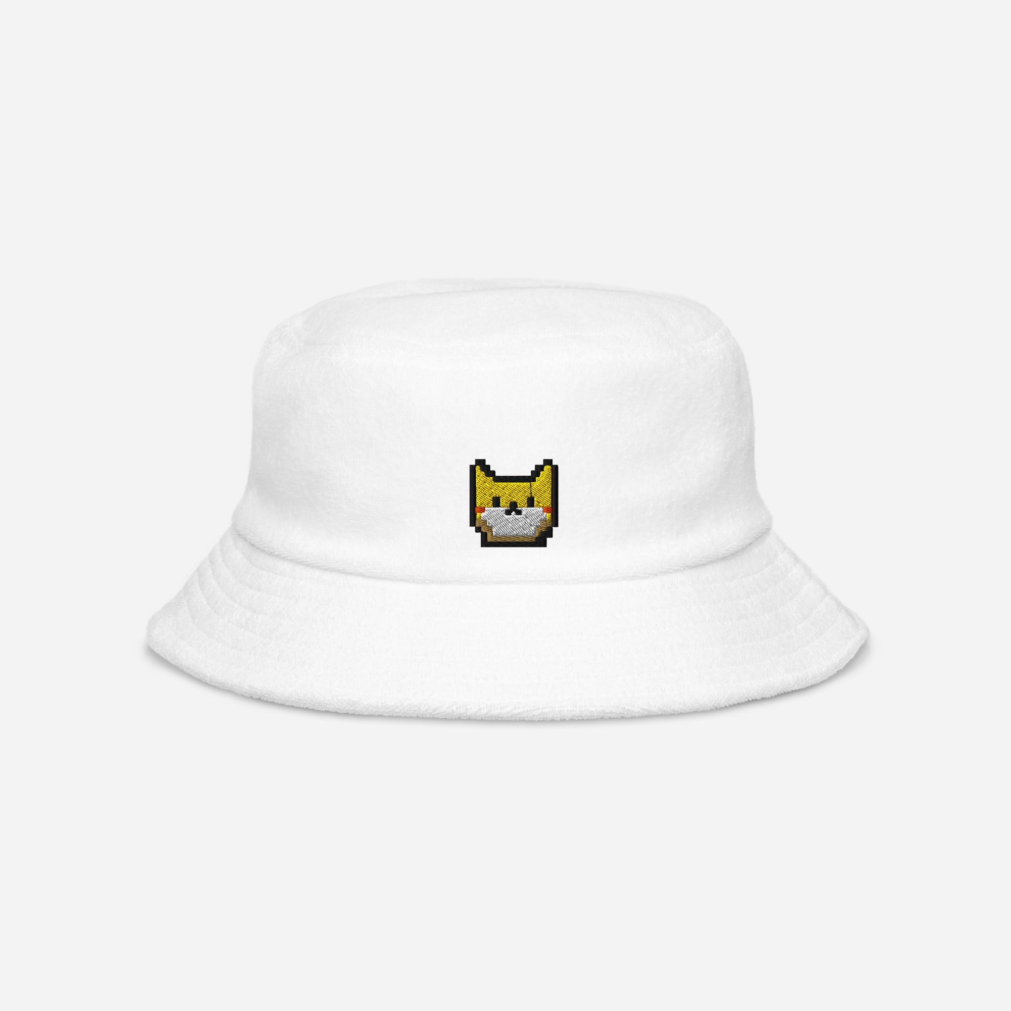 Unstructured Terry Cloth Bucket Hat - White - Catoshi