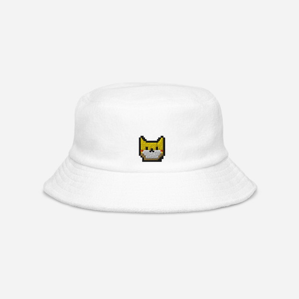 Unstructured Terry Cloth Bucket Hat - White - Catoshi