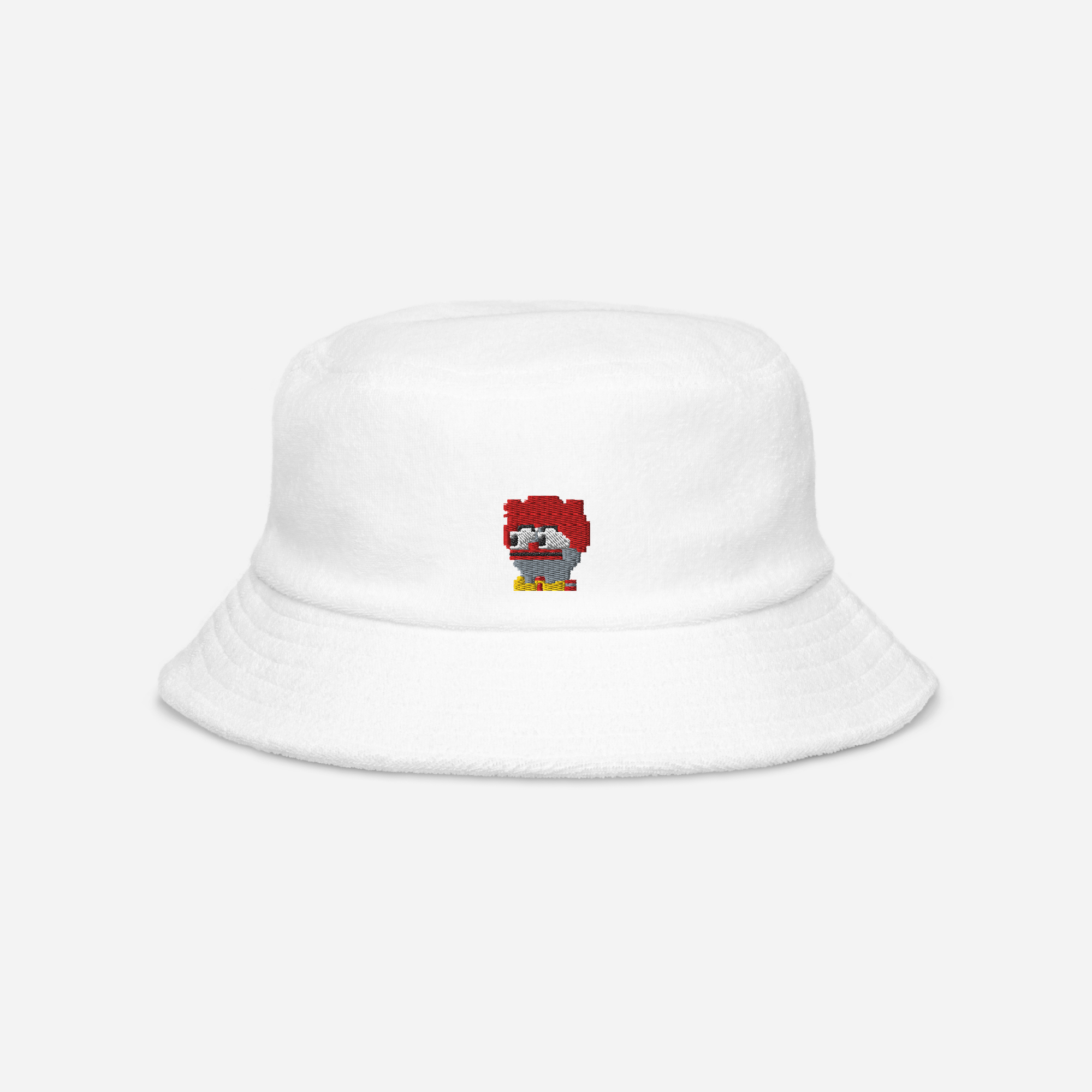 Unstructured Terry Cloth Bucket Hat - White - Clownpepe