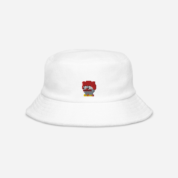 Unstructured Terry Cloth Bucket Hat - White - Clownpepe