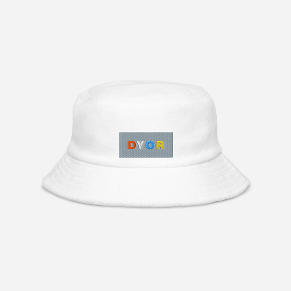 Unstructured Terry Cloth Bucket Hat - White - DYOR