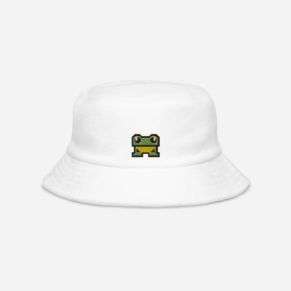Unstructured Terry Cloth Bucket Hat - White - FrogFolio