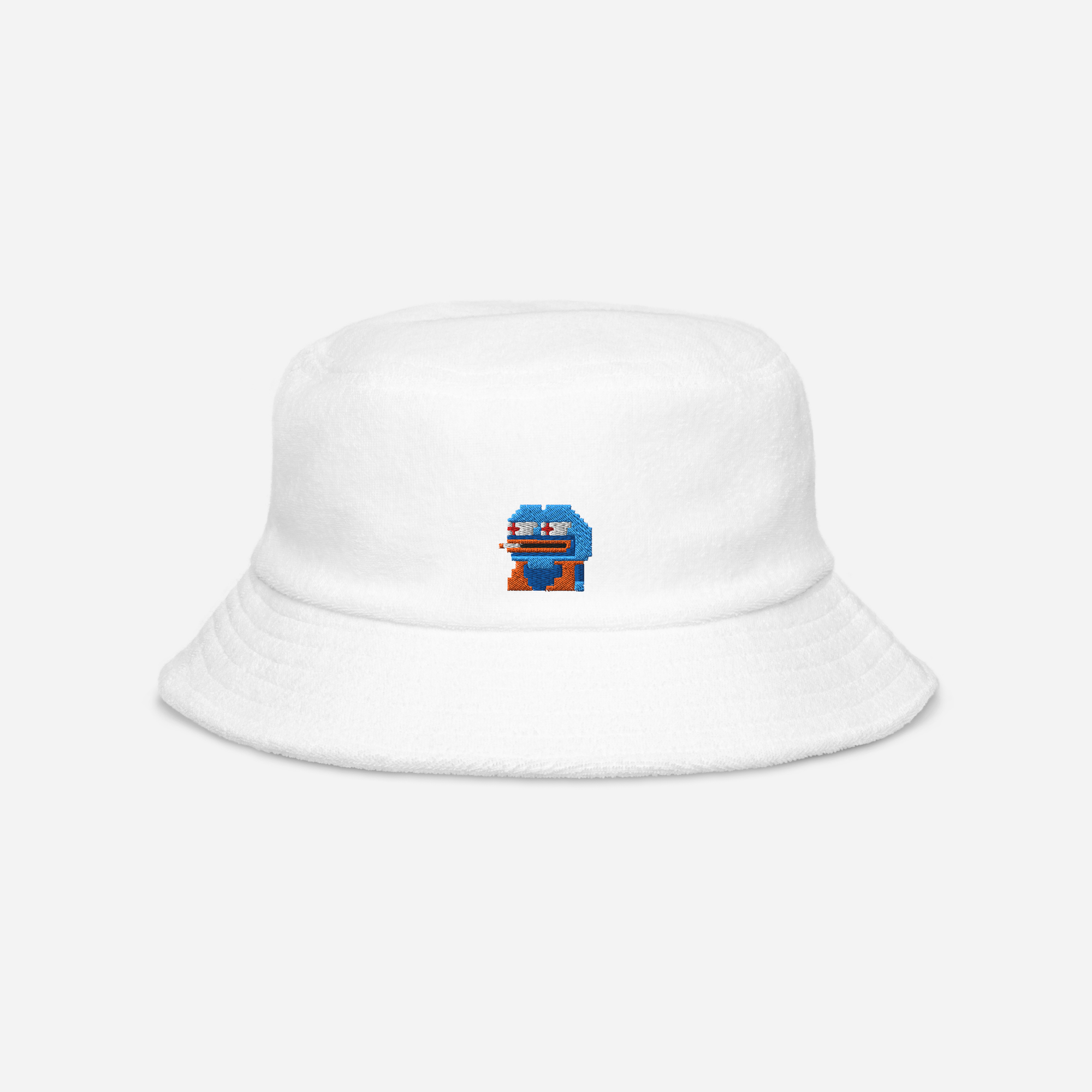 Unstructured Terry Cloth Bucket Hat - White - Gokupepe