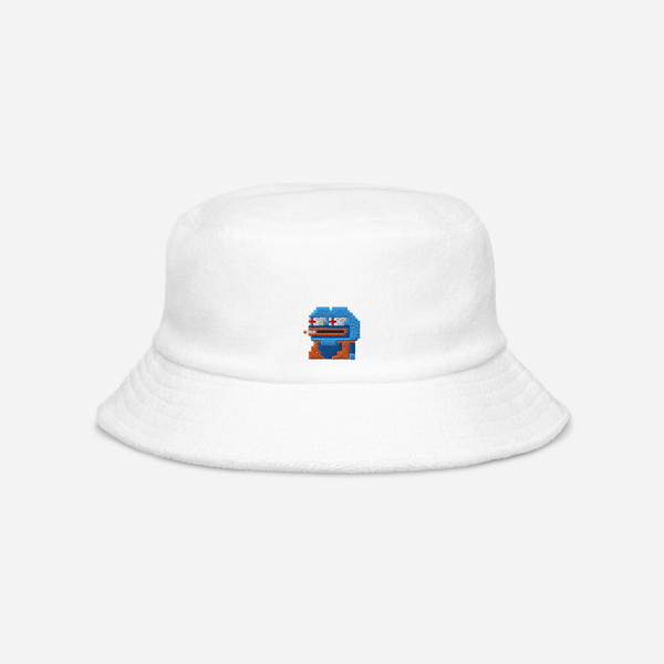 Unstructured Terry Cloth Bucket Hat - White - Gokupepe