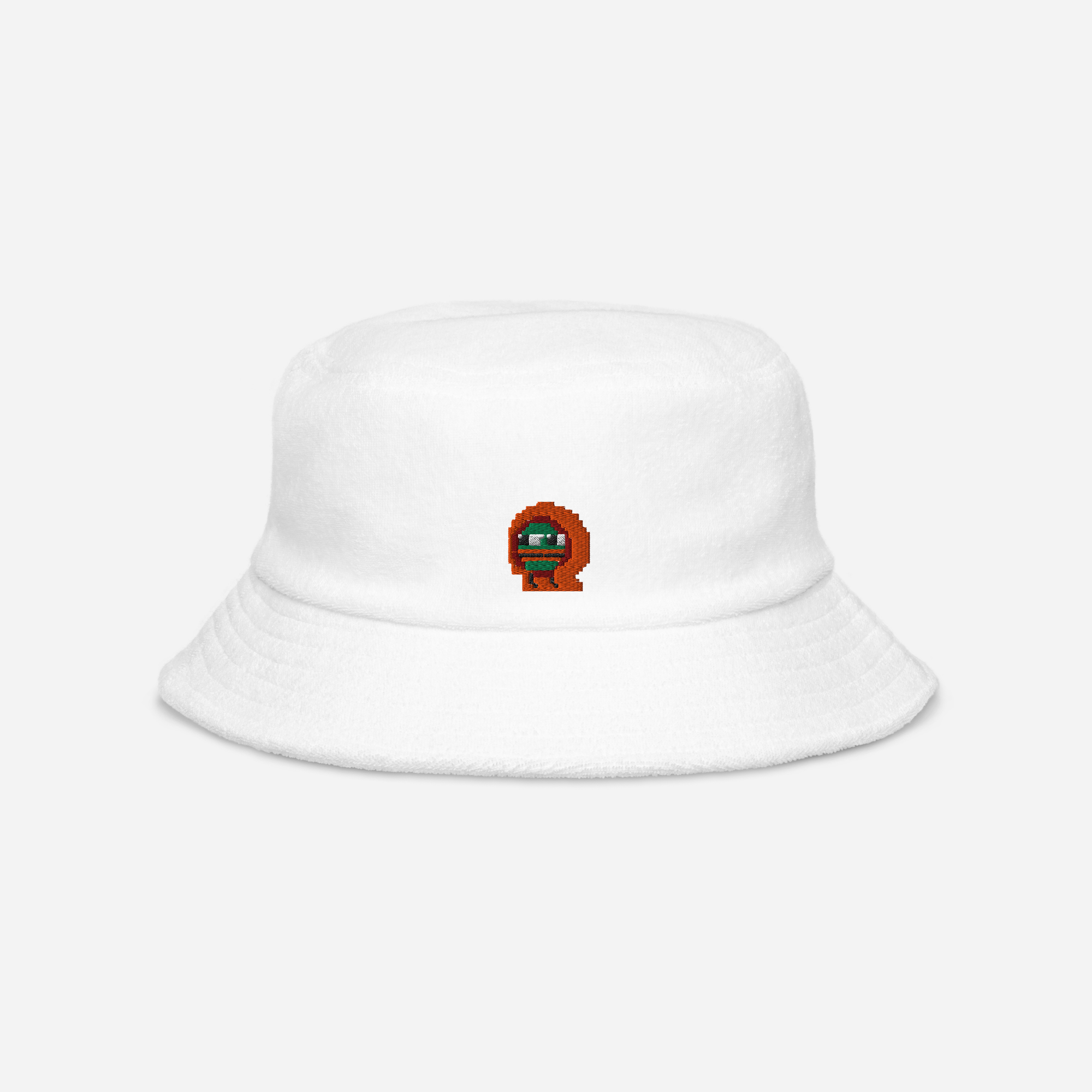Unstructured Terry Cloth Bucket Hat - White - Kylepepe