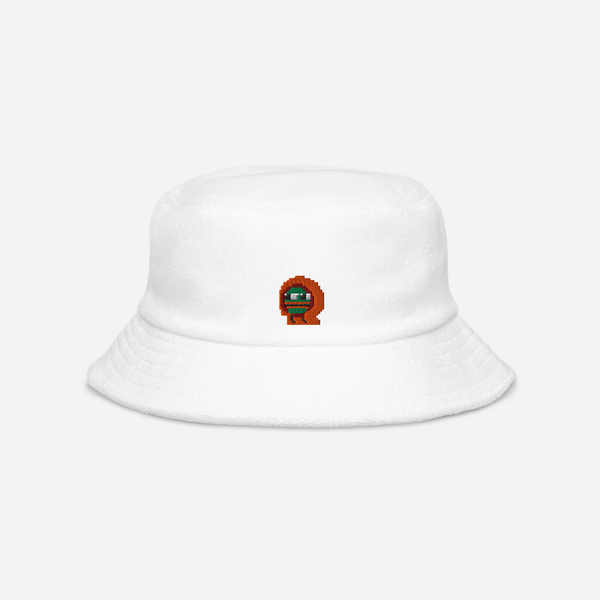 Unstructured Terry Cloth Bucket Hat - White - Kylepepe
