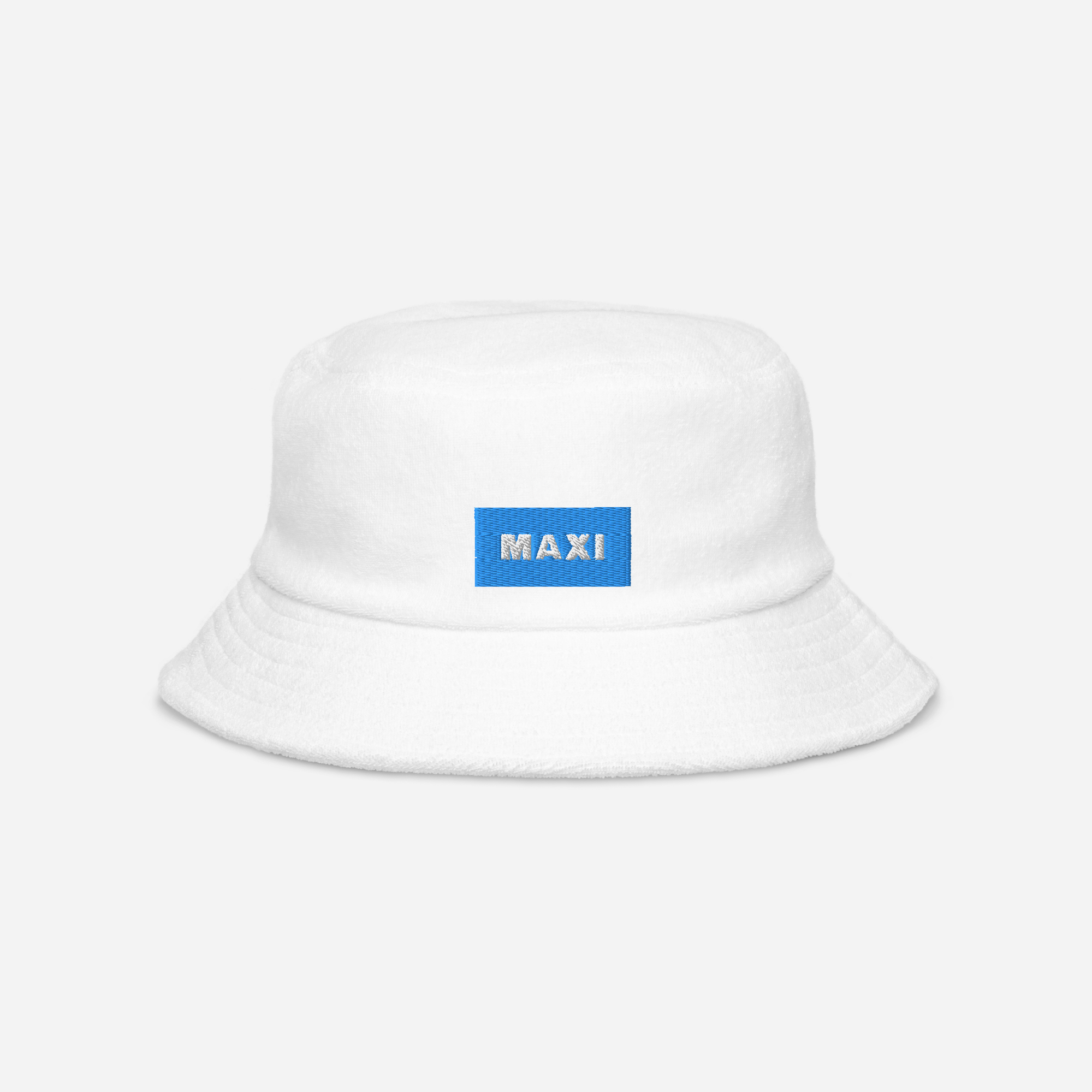 Unstructured Terry Cloth Bucket Hat - White - MAXI (blue)