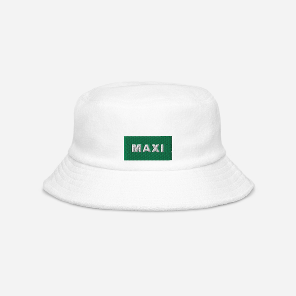 Unstructured Terry Cloth Bucket Hat - White - MAXI (green)