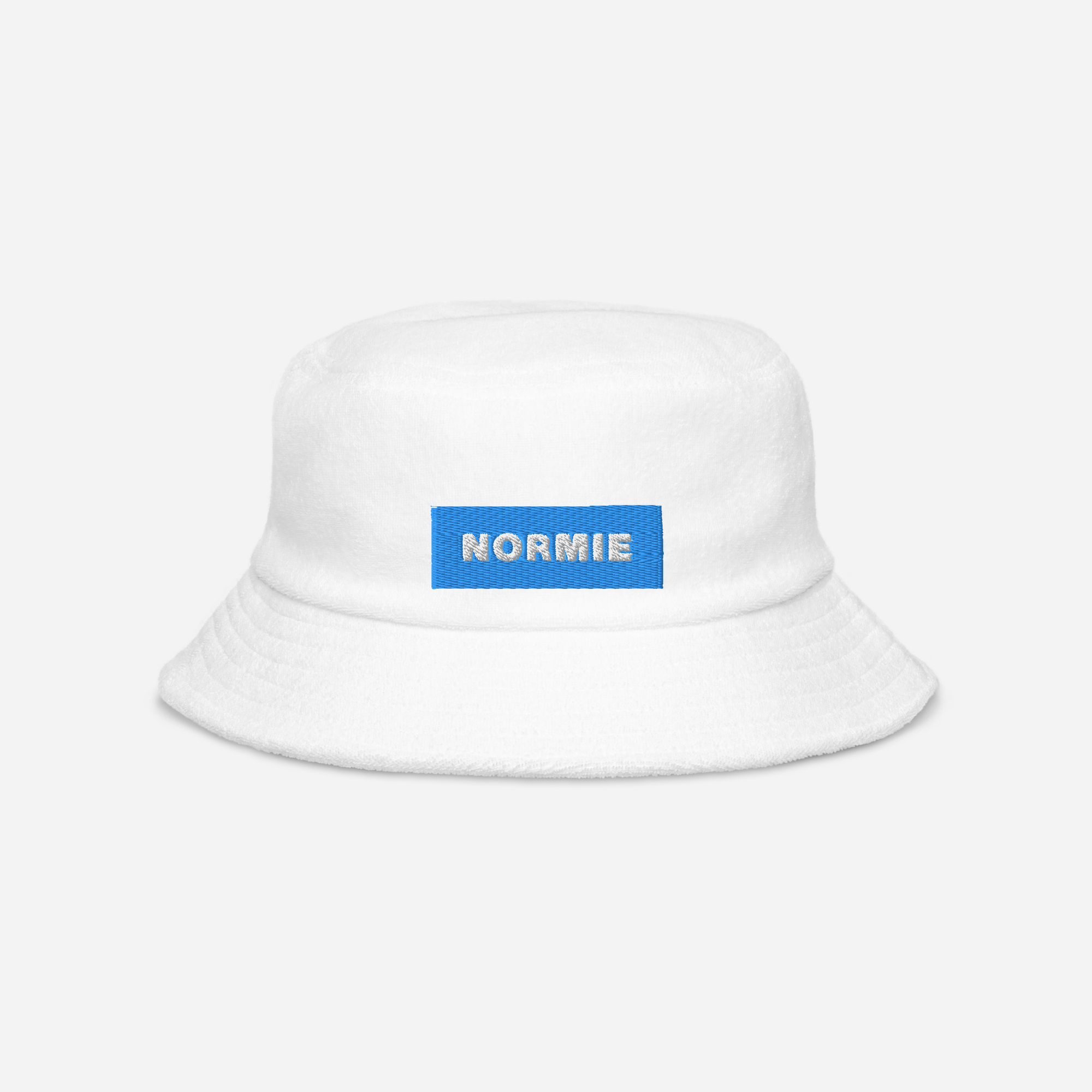 Unstructured Terry Cloth Bucket Hat - White - NORMIE (blue)