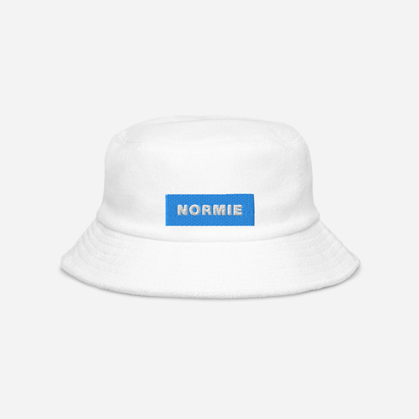 Unstructured Terry Cloth Bucket Hat - White - NORMIE (blue)