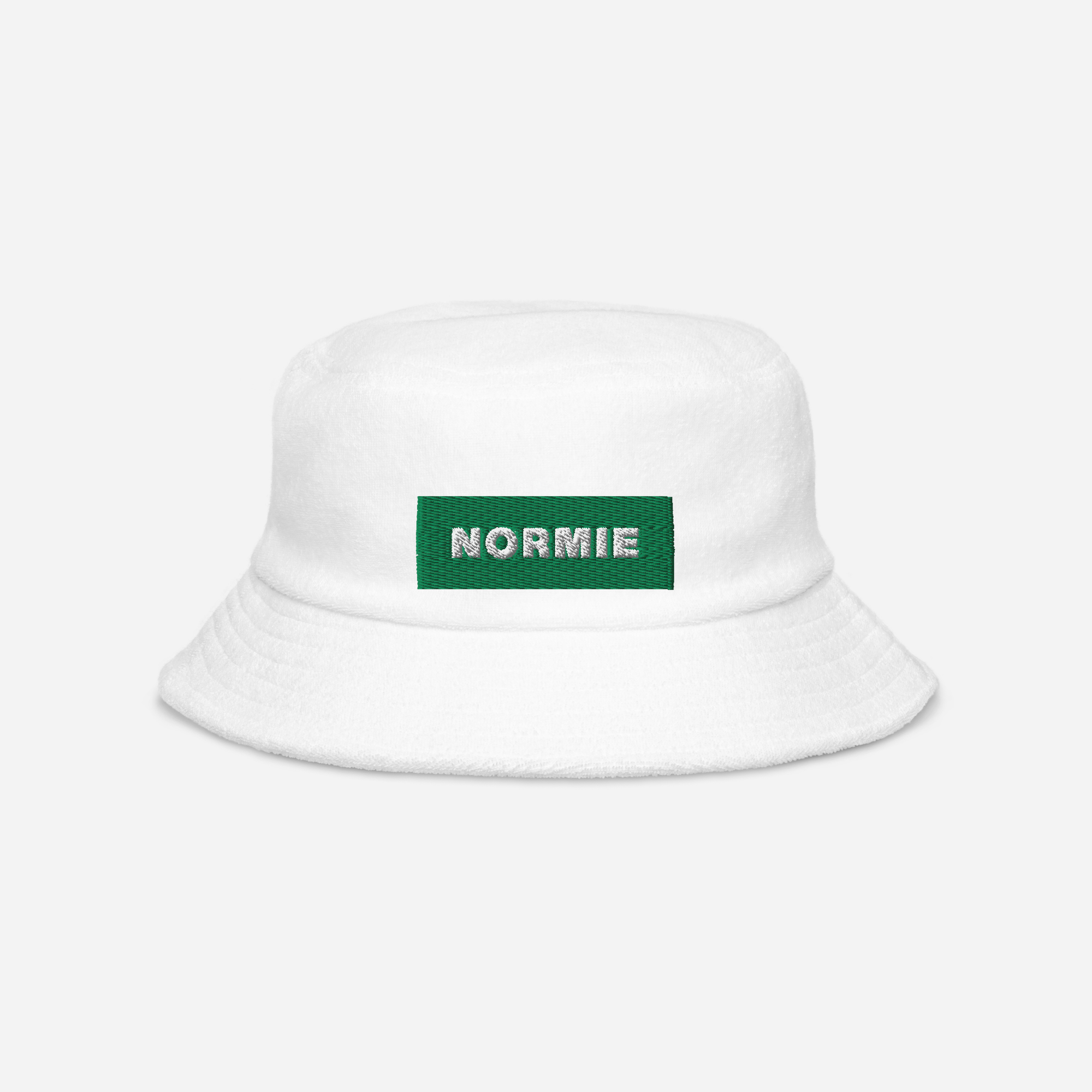 Unstructured Terry Cloth Bucket Hat - White - NORMIE (green)