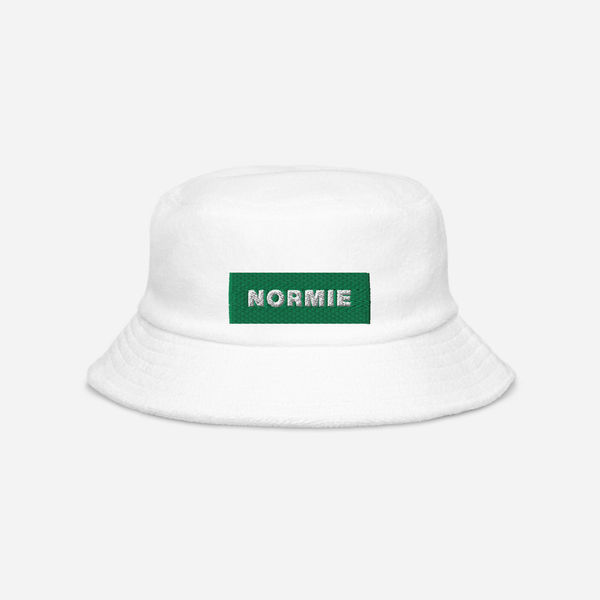 Unstructured Terry Cloth Bucket Hat - White - NORMIE (green)