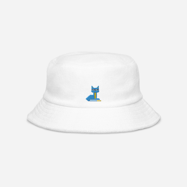 Unstructured Terry Cloth Bucket Hat - White - NodeCat