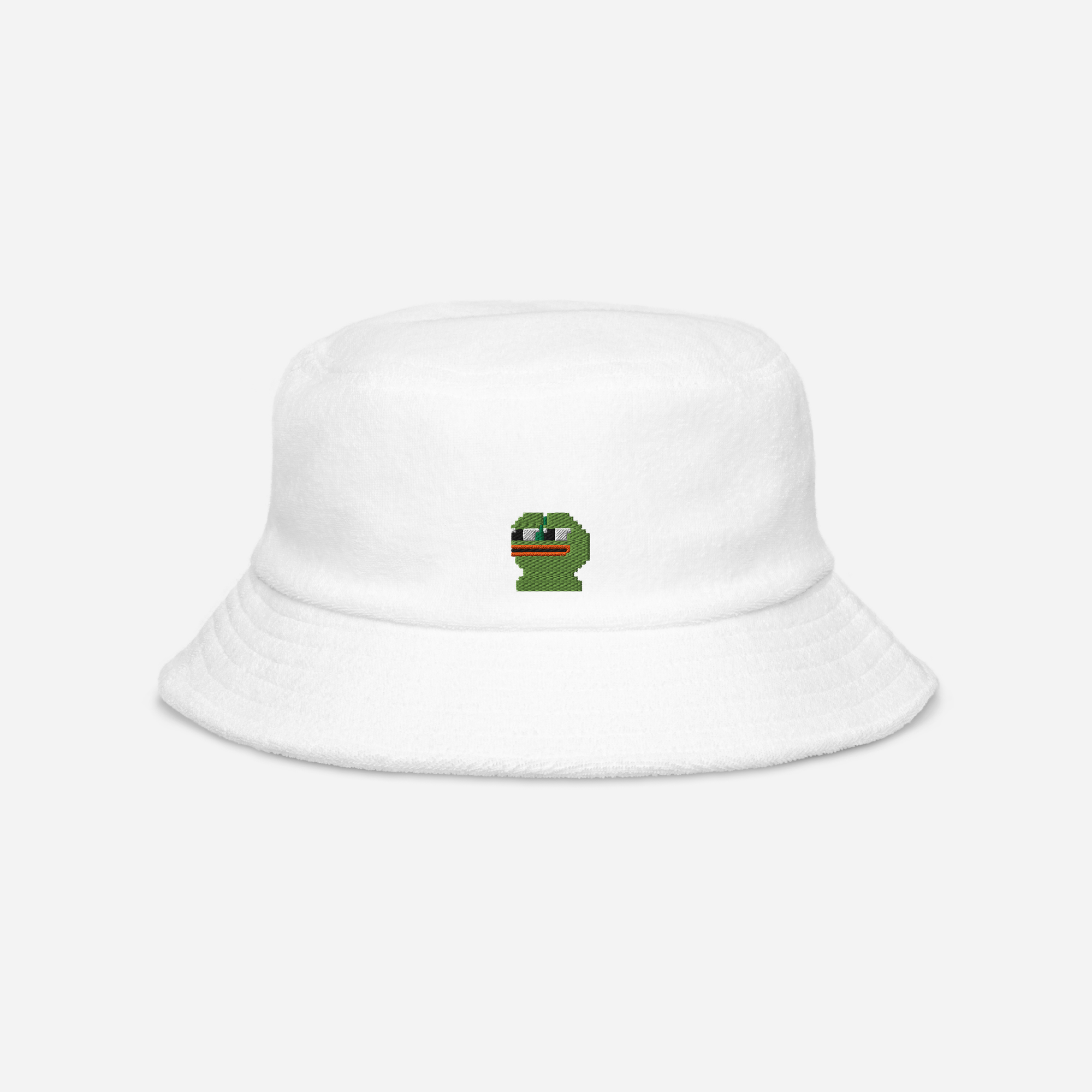 Unstructured Terry Cloth Bucket Hat - White - Pepe
