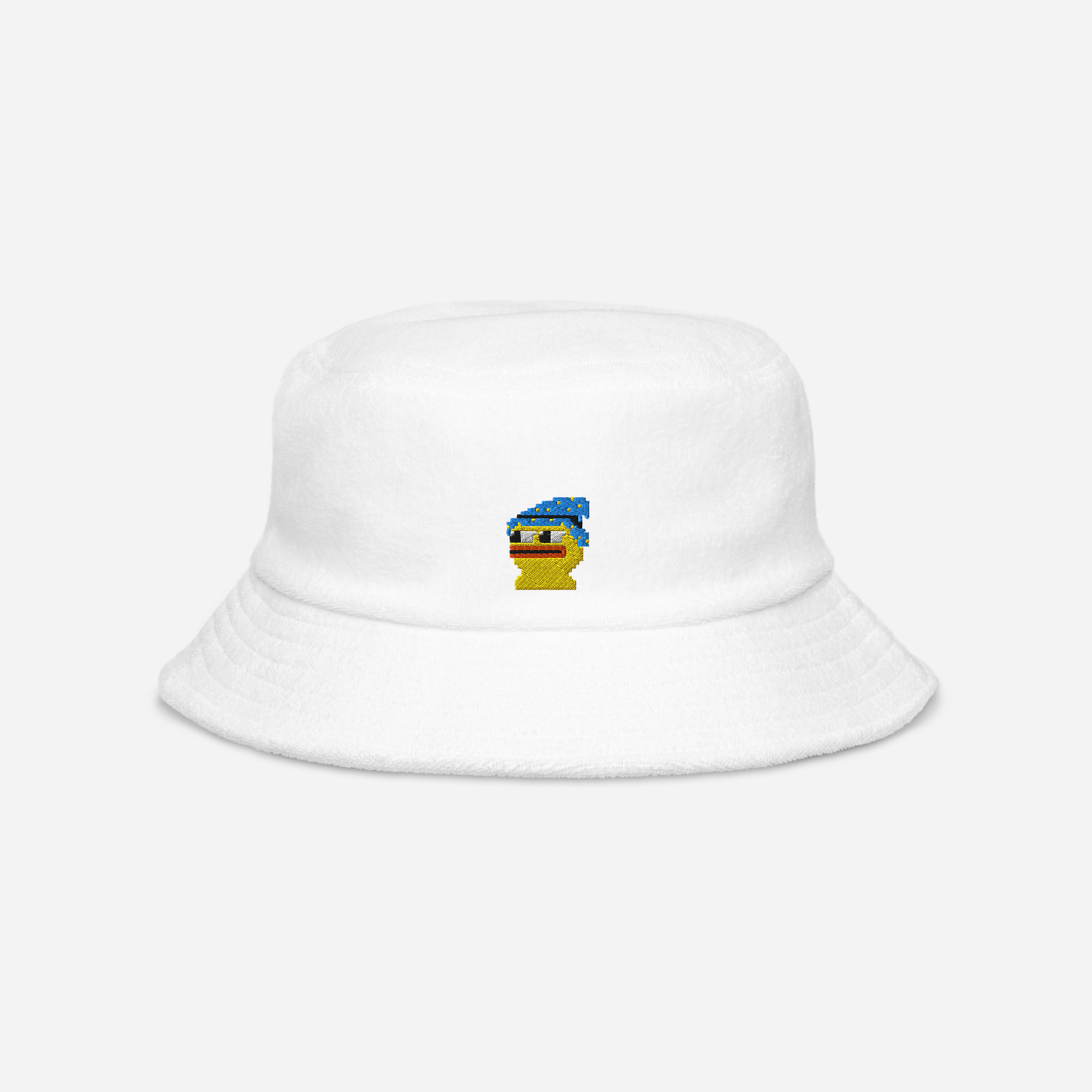 Unstructured Terry Cloth Bucket Hat - White - Pepewizard