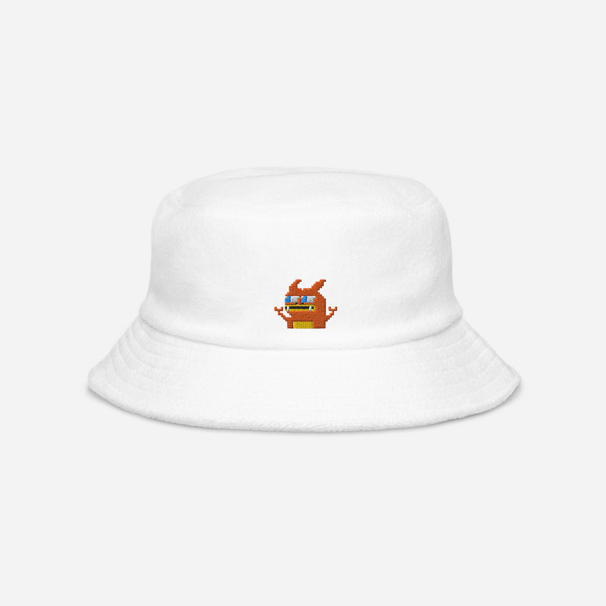 Unstructured Terry Cloth Bucket Hat - White - Pepezard