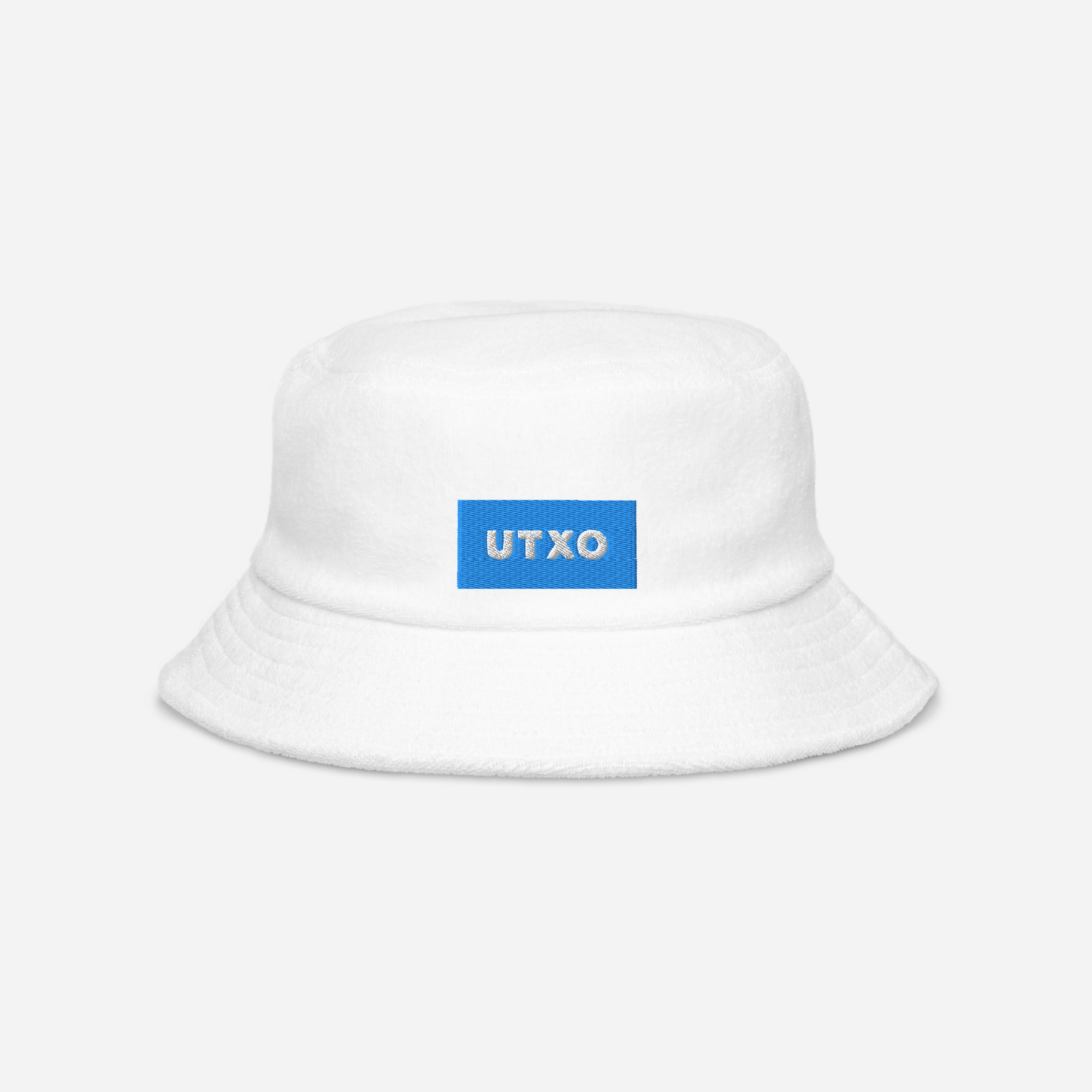 Unstructured Terry Cloth Bucket Hat - White - UTXO (blue)