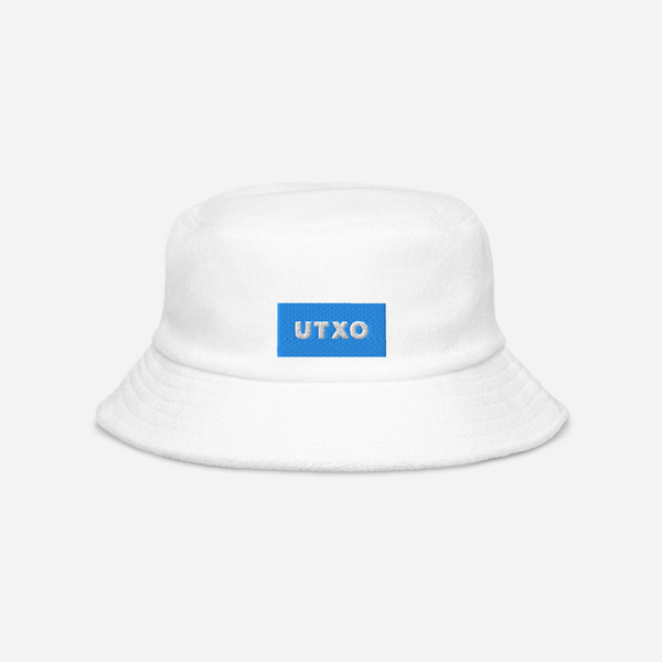 Unstructured Terry Cloth Bucket Hat - White - UTXO (blue)