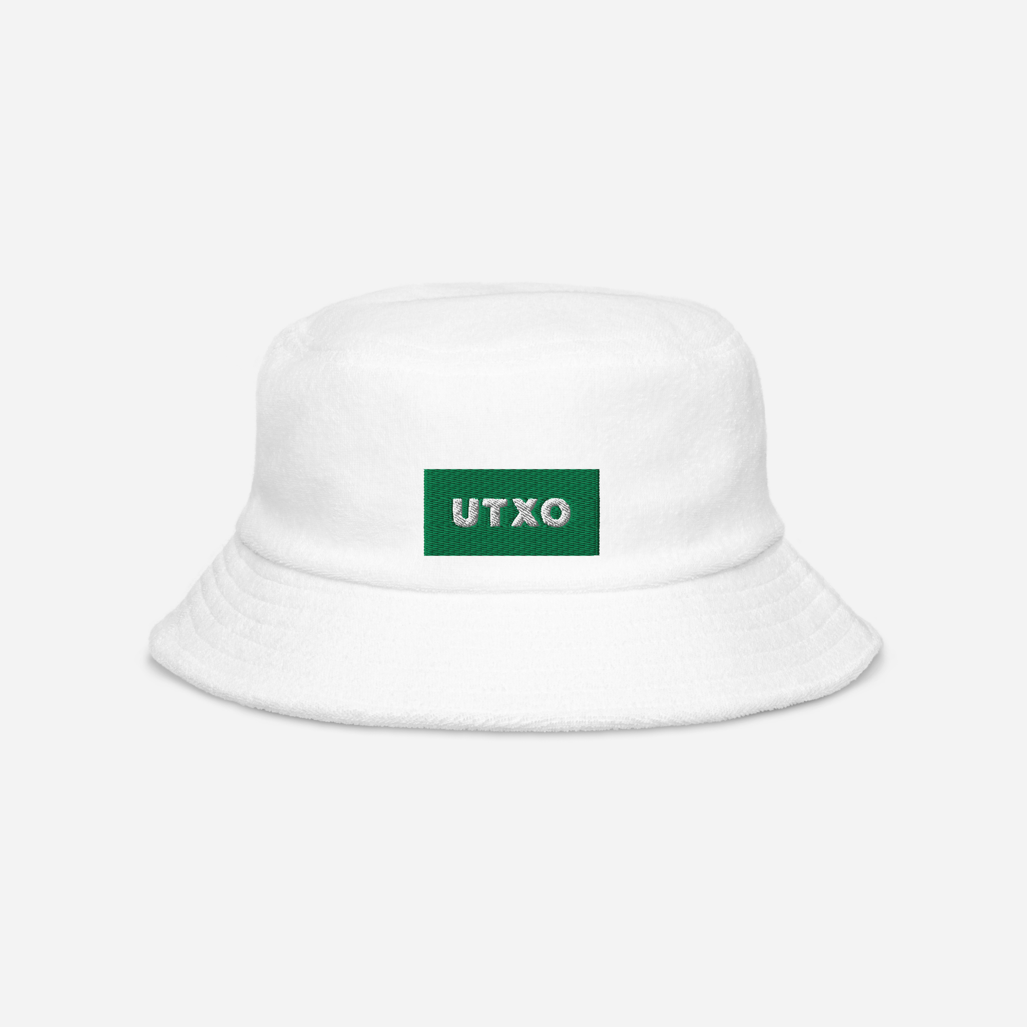 Unstructured Terry Cloth Bucket Hat - White - UTXO (green)