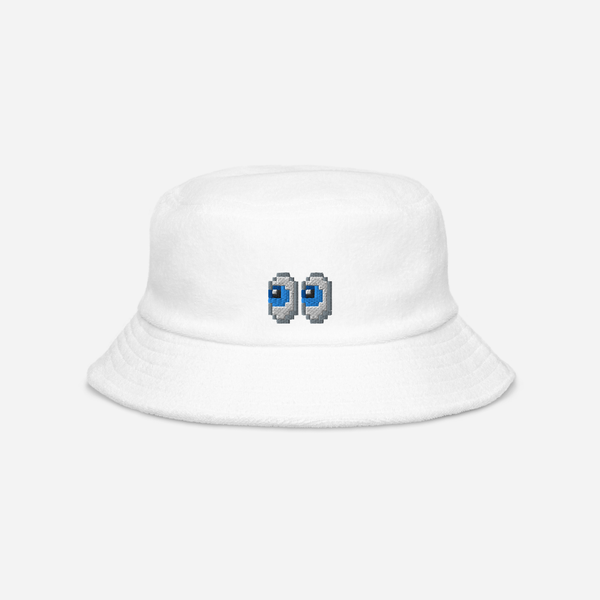 Unstructured Terry Cloth Bucket Hat - White - WTF