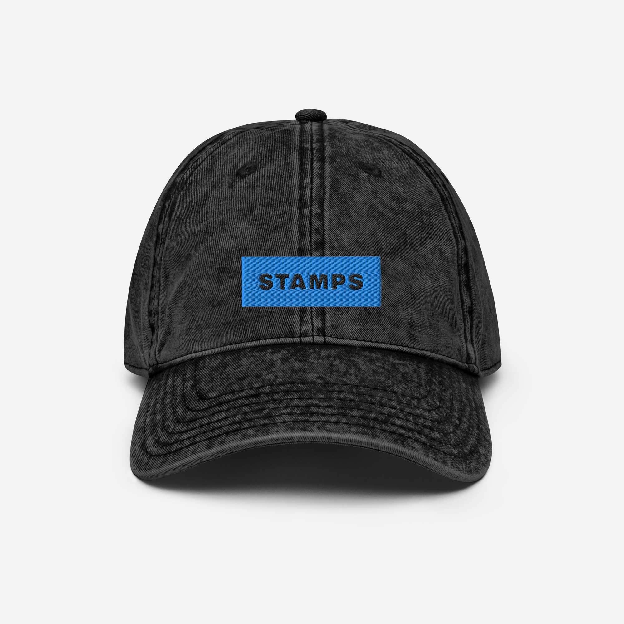 Vintage Cap - Black - STAMPS (blue)