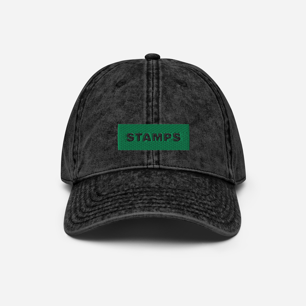 Vintage Cap - Black - STAMPS (green)