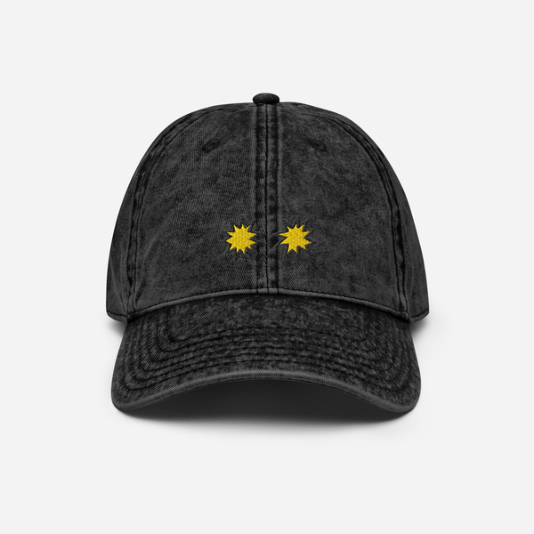 Vintage Cap - Black - StarsEyes (yellow)